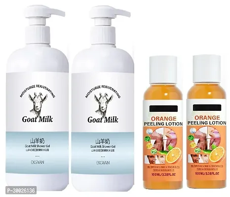 Goat Milk Body Wash And  Orange Peeling Lotion Pack Of 4-thumb0