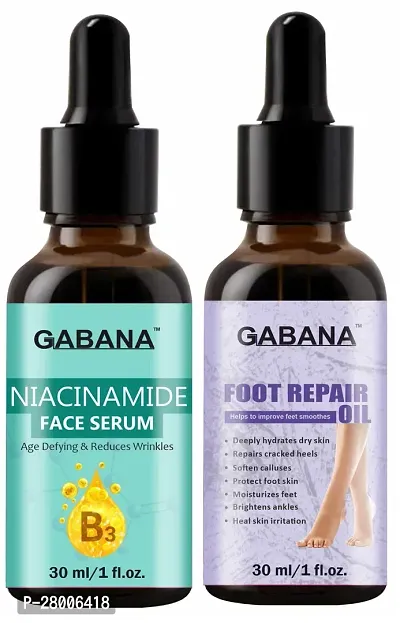 Gabana Niacinamide Face Brightening Serum  Foot Repair Oil (Each, 30ml) - Combo of 2 Items