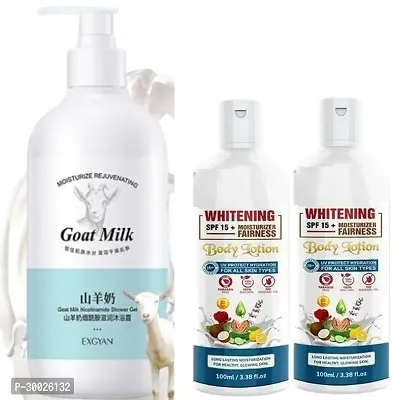 Goat Milk Body Wash And Whitening Body Lotion Pack Of 3