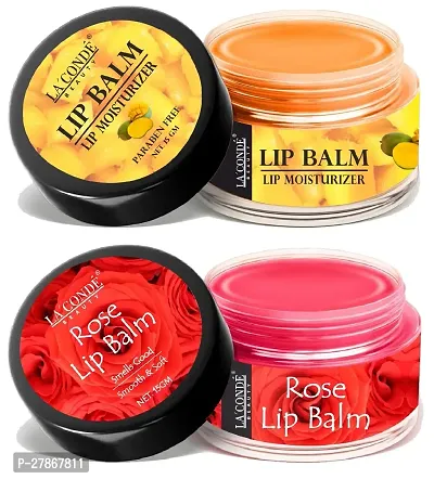 LaConde Mango  Rose Extract Lip Balm For Dry, Cracked  Chapped Lips, Intense Moisturizing Suitable for All Skin Type (Each, 15g) Combo of 2