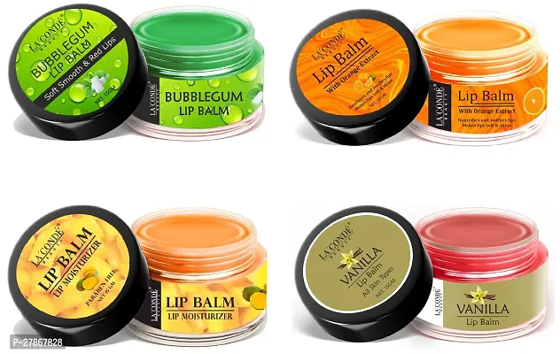 LaConde Bubblegum, Mango, Orange  Vanilla Extract Lip Balm For Dry, Cracked  Chapped Lips, Intense Moisturizing Suitable for All Skin Type (Each,15g) Combo of 4-thumb0