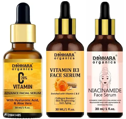 Donnara Organics Vitamin C20% Facial Whitening Serum, Vitamin B3 Face Serum  Niacinamide Facial Brightning Serum (Each,30ml) Combo of 3-thumb0