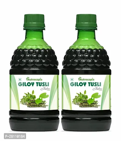 Nutrocopia Giloy Tulsi Juice Helps Boost Immunity | No Added Sugar | Pack Of 2 Bottle Of 400ml