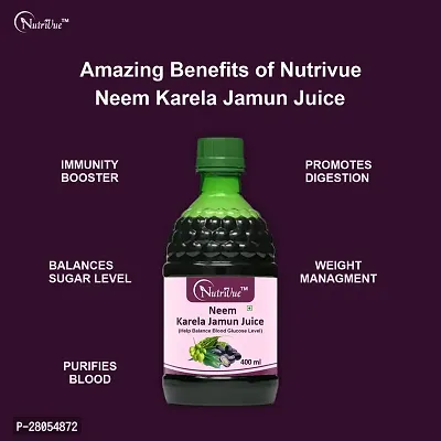 Nutrivue Neem Karela Jamun Juice for healthy Hair  Skin With Natural Ingredients (400ml) Pack of 1-thumb2