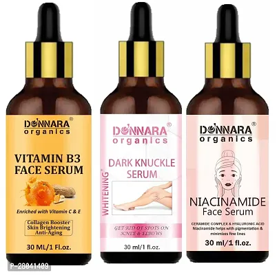Donnara Organics Vitamin B3 Facial Serum, Dark Knuckle Skin Whitening Serum  Niacinamide Face brightning Serum (Each,30ml) Combo of 3