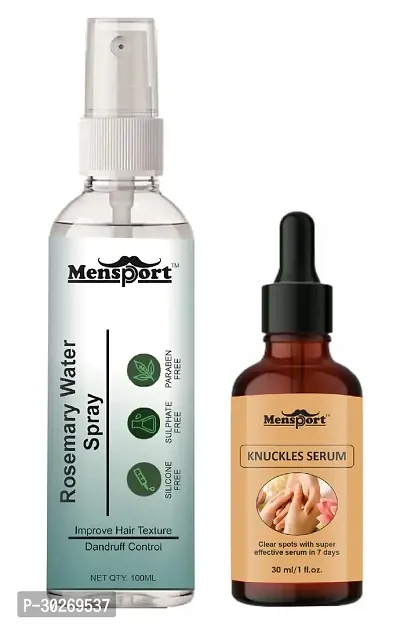 Mensport Rosemary Water | Hair Spray For Hair Regrowth 100ml  Knuckles Skin Serum (Effective in 7 Days) 30ml - Set of 2 Items