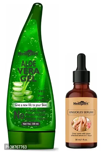 Mensport Multipurpose Aloe Vera Gel 130ml  Knuckle Serum - Clear Spot 30ML - Combo of 2 Items-thumb0