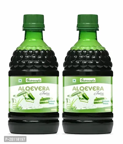 Nutrocopia Aloe Vera Juice Rejuvenates Skin and Hair | Natural Juice for Skin Care | Pack Of 2 Bottle Of 400ml