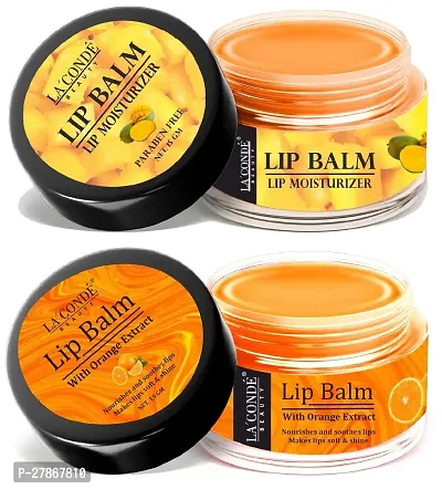 LaConde Mango  Orange Extract Lip Balm For Dry, Cracked  Chapped Lips, Intense Moisturizing Suitable for All Skin Type (Each, 15g) Combo of 2