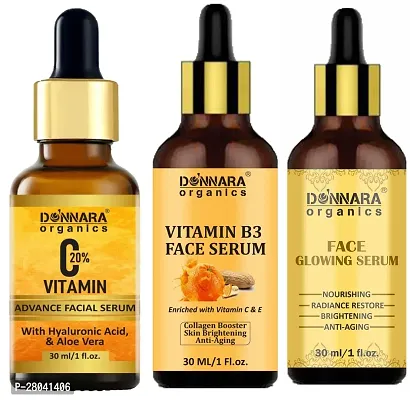 Donnara Organics Vitamin C20% Facial Whitening Serum, Vitamin B3 Face Serum  Face Glowing Serum (Each,30ml) Combo of 3