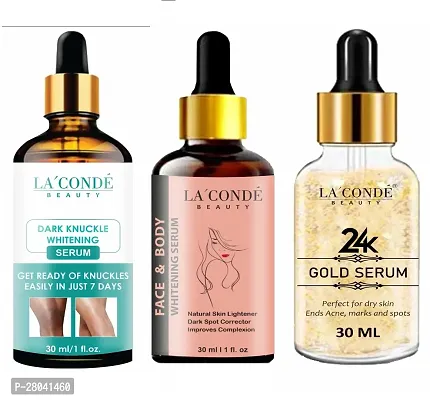 Laconde Dark Knucle Skin Whitening Serum, Face and Body Facial Serum  24k Gold Facial Glowing Serum (Each, 30ml) Combo of 3