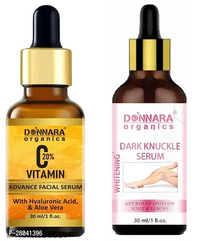 Donnara Organics Vitamin C20% Facial Whitening Serum  Dark Knuckle Skin Whitening Serum (Each, 30ml) Combo of 2