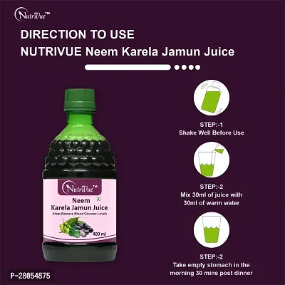 Nutrivue Neem Karela Jamun Juice for healthy Hair  Skin With Natural Ingredients (400ml) Pack of 4-thumb2