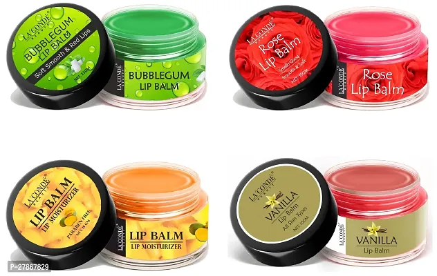 LaConde Bubblegum, Mango, Rose  Vanilla Extract Lip Balm For Dry, Cracked  Chapped Lips, Intense Moisturizing Suitable for All Skin Type (Each,15g) Combo of 4