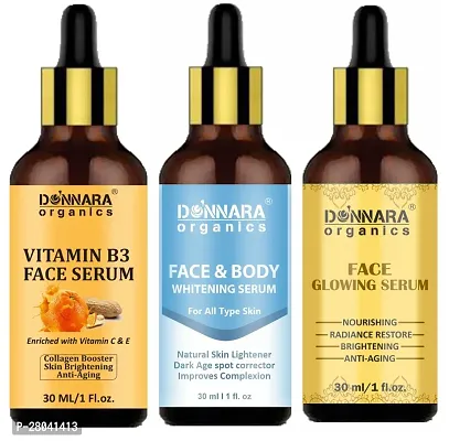 Donnara Organics Vitamin B3 Facial Serum, Face and Body Whitening Serum  Face Glowing Serum (Each,30ml) Combo of 3