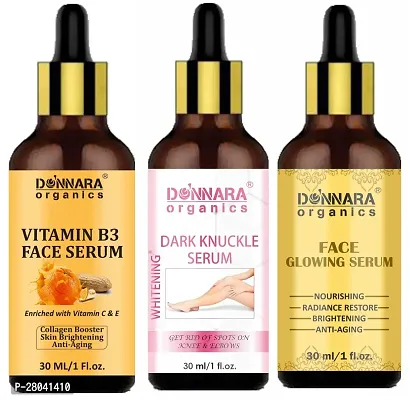 Donnara Organics Vitamin B3 Facial Serum, Dark Knuckle Skin Whitening Serum  Face Glowing Serum (Each,30ml) Combo of 3