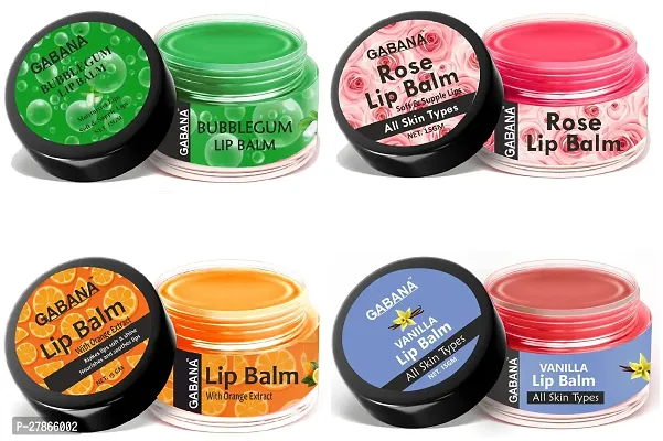 Gabana Bubblegum, Orange, Rose  Vanilla Extract Lip Balm For Dry, Cracked  Chapped Lips, Intense Moisturizing for Men  Women, Suitable for All Skin Type (Each, 15g) Combo of 4