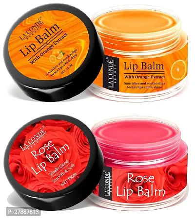 LaConde Orange  Rose Extract Lip Balm For Dry, Cracked  Chapped Lips, Intense Moisturizing Suitable for All Skin Type (Each, 15g) Combo of 2