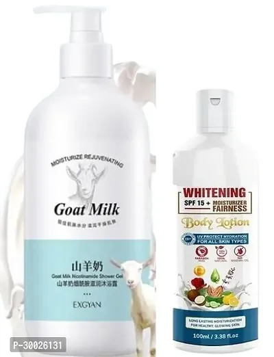 Goat Milk Body Wash And Whitening Body Lotion Combo of 2-thumb0