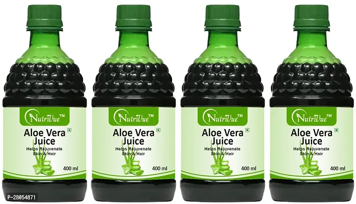 Nutrivue Aloe vera Juice for Rejuvenate Skin and Hair| 100% Natural - (400ml) Pack of 4