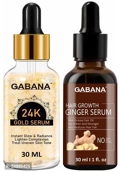 Gabana Face Glowing Serum  Hair Growth Ginger Serum (Each, 30ml) - Combo of 2 Items