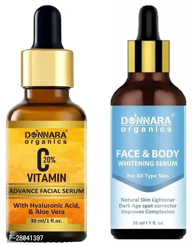 Donnara Organics Vitamin C20% Facial Whitening Serum  Face and Body Whitening Serum (Each, 30ml) Combo of 2