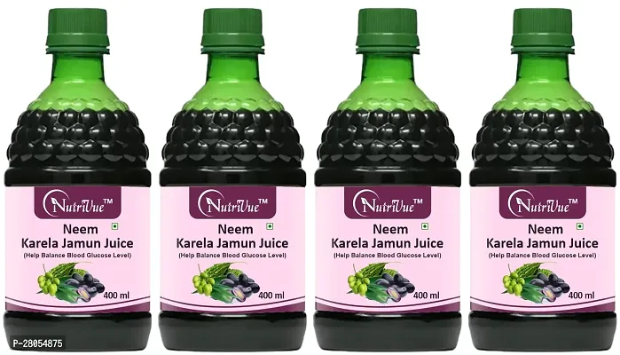 Nutrivue Neem Karela Jamun Juice for healthy Hair  Skin With Natural Ingredients (400ml) Pack of 4