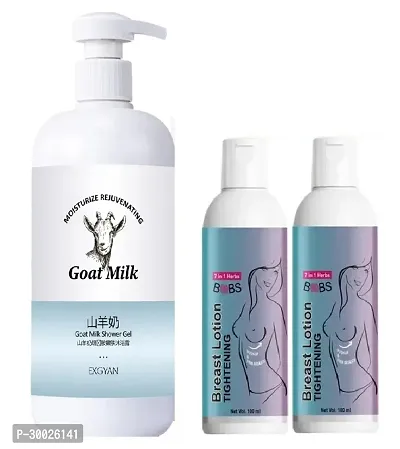 Goat Milk Body Wash And  Breast Tightening Lotion Pack Of 3