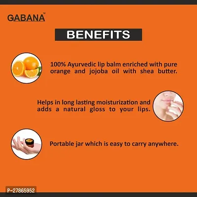 GABANA Orange Extract Lip Balm For Dry, Cracked  Chapped Lips, Intense Moisturizing for Men  Women, Suitable for All Skin Type (15g) Pack of 2-thumb2