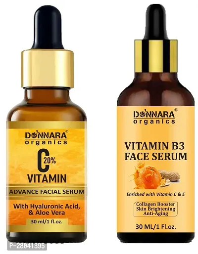 Donnara Organics Vitamin C20% Facial Whitening Serum  Vitamin B3 Facial Serum (Each, 30ml) Combo of 2