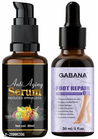 Gabana Anti Ageing Serum (Reduce Wrinkles)  Foot Repair Oil (Each, 30ml) - Combo of 2 Items