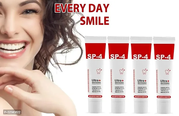 Teeth Whitening Toothpaste Makes You Reveal Perfect  White Teeth, Natural Whitening Toothpaste Mousse with Fluoride Deeply Clean Gums Remove Stains (30g) Pack of 4