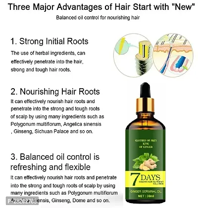Natural 7 Days Ginger Hair Nutrient Solution Essence Hairdressing Essential Oil for Dry and Damaged Hairs Nutrition for Men  Women (30ML) Pack of 3-thumb3