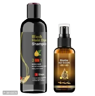 Black Hair Dye 3 In 1 Shampoo And Essence Spray -Combo of 2