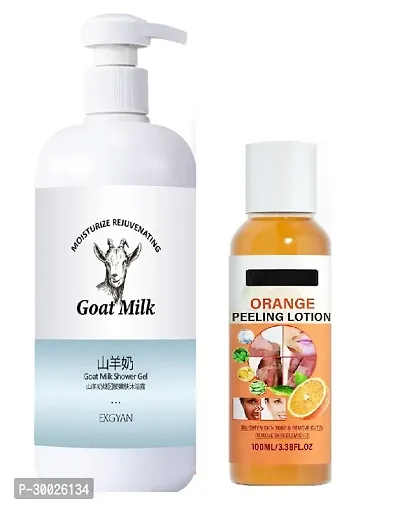 Goat Milk Body Wash And  Orange Peeling Lotion Pack Of 2