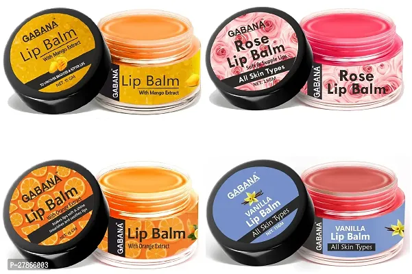 Gabana Mango, Orange, Rose  Vanilla Extract Lip Balm For Dry, Cracked  Chapped Lips, Intense Moisturizing for Men  Women, Suitable for All Skin Type (Each, 15g) Combo of 4