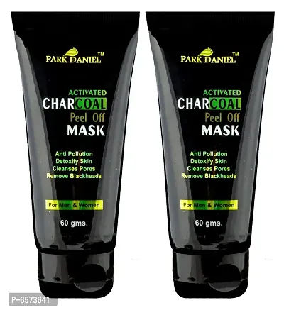 PARK DANIEL Activated Charcoal Peel off Mask - For Black head removal, deep cleansing and Instant glow Pack of 2 of (60 g)-thumb0