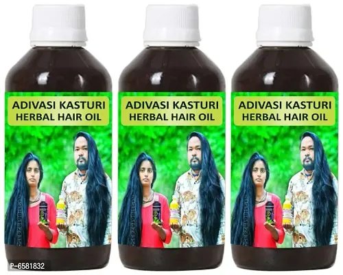 Adivasi Kasturi Herbal Hair Oil For Faster Hair Growth Pack of 3 of (60 ML)-thumb0