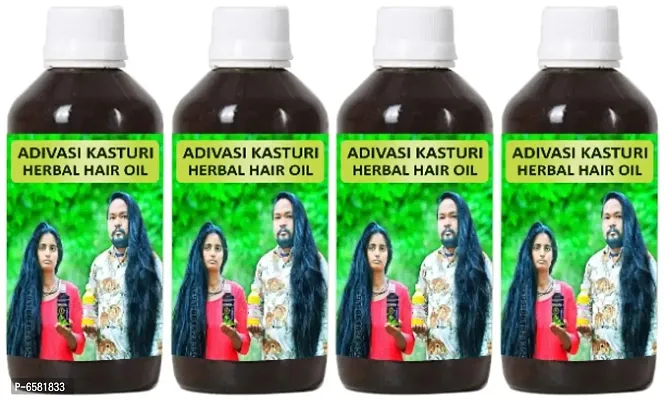 Adivasi Kasturi Herbal Hair Oil For Faster Hair Growth Pack of 4 of (60 ML)-thumb0