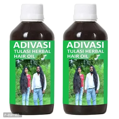 Adivasi Tulsi Herbal Hair Oil for Hair Fall And Hair Growths 100% Ayurvedic Pack of 2 of (125 ML)