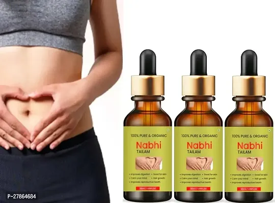 Nabhi Tailam Belly Button Oil 100% Pure, Organic  Herbal Oil for Men  Women  - Pack of 3 Bottle of 30ML