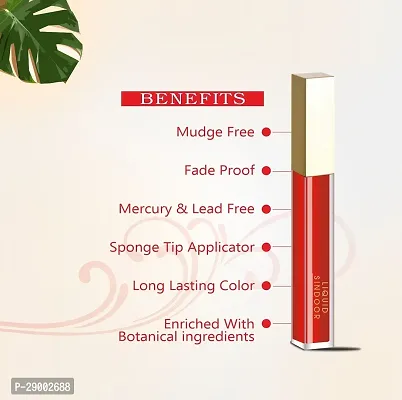 Bridal Velvet Matte Liquid Sindoor | Waterproof Sindur Quick Drying Formula With Long Sponge Tip Applicator (Red) Pack of 1-thumb3