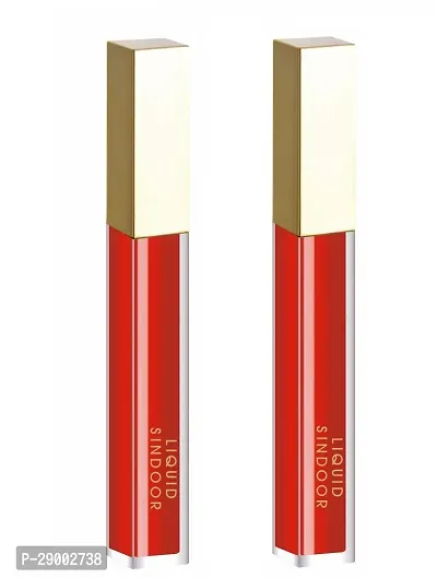 Bridal Velvet Matte Liquid Sindoor | Waterproof Sindur Quick Drying Formula With Long Sponge Tip Applicator (Red) Pack of 2-thumb0