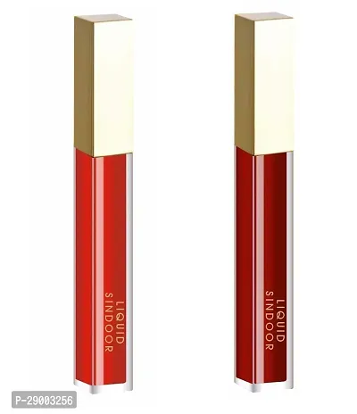 Bridal Velvet Matte Liquid Sindoor | Waterproof Sindur Quick Drying Formula With Long Sponge Tip Applicator (Red  Maroon) Combo of 2