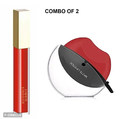 1 Pc Bridal Intense Matte Liquid Sindoor (Red)  1 Pc AppleShaped Red Lipstick - Combo Pack