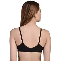 FASALVI Women Cotton Blend Non Padded Non-Wired Seamed Plunge Front Open Bra Pack of 1 Multicolor (30, Black)-thumb2