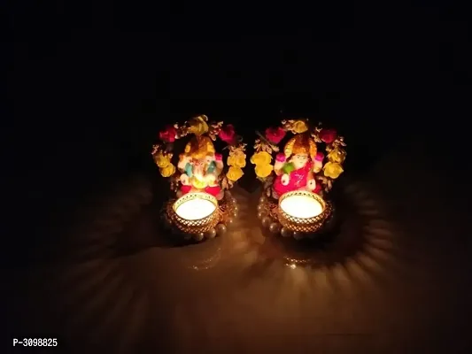 Beautifully designed Handmade Floral Lakshmi Ganesha T-Lights.-thumb2