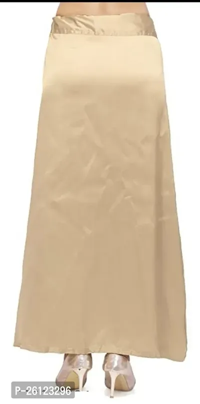 Reliable Beige Satin Solid Semi-Stitched Patticoats For Women-thumb0
