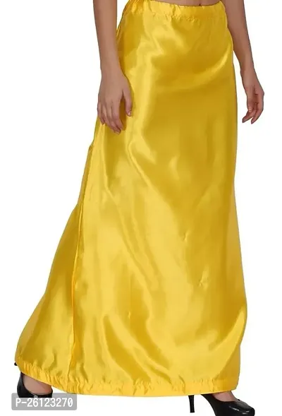 Reliable Yellow Satin Solid Semi-Stitched Patticoats For Women