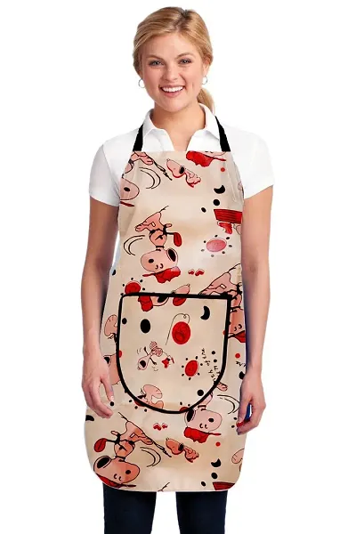 PVC Plastic Printed Laminated Non Woven Waterproof Kitchen Apron with Front Pocket